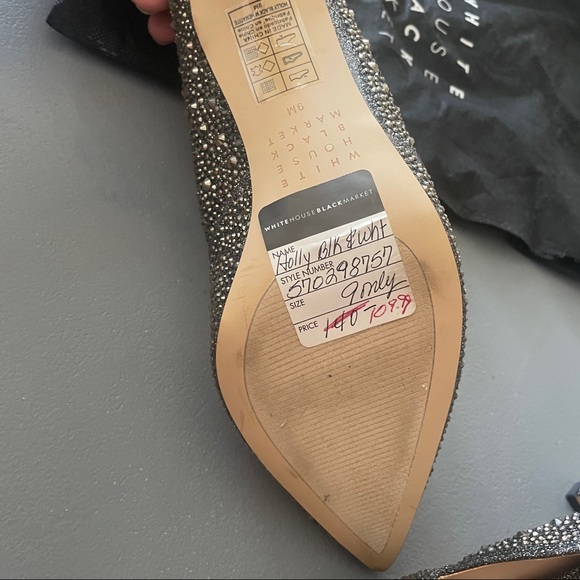 WHBM Hematite-Embellished High Heel Silver Jeweled Pumps - Picture 4 of 16